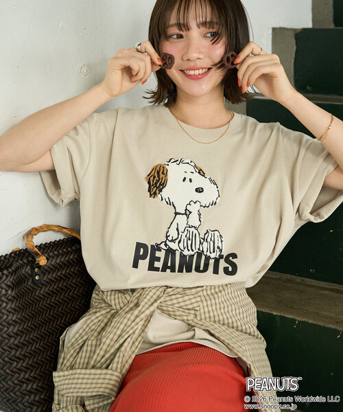 FREAK'S STORE(フリークスストア)の「限定展開 別注/PEANUTS/ピーナッツ サガラ刺繍半袖Tシャツ(Tシャツ/カットソー・レディース・ブラック/オフホワイト/ナチュラル/ブルー・フリ-)」の8枚目の写真