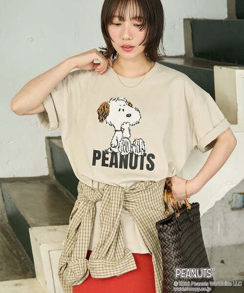 FREAK'S STORE(フリークスストア)の「限定展開 別注/PEANUTS/ピーナッツ サガラ刺繍半袖Tシャツ(Tシャツ/カットソー・レディース・ブラック/オフホワイト/ナチュラル/ブルー・フリ-)」の11枚目の写真