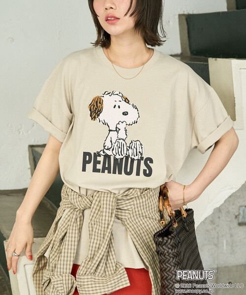 FREAK'S STORE(フリークスストア)の「限定展開 別注/PEANUTS/ピーナッツ サガラ刺繍半袖Tシャツ(Tシャツ/カットソー・レディース・ブラック/オフホワイト/ナチュラル/ブルー・フリ-)」の12枚目の写真