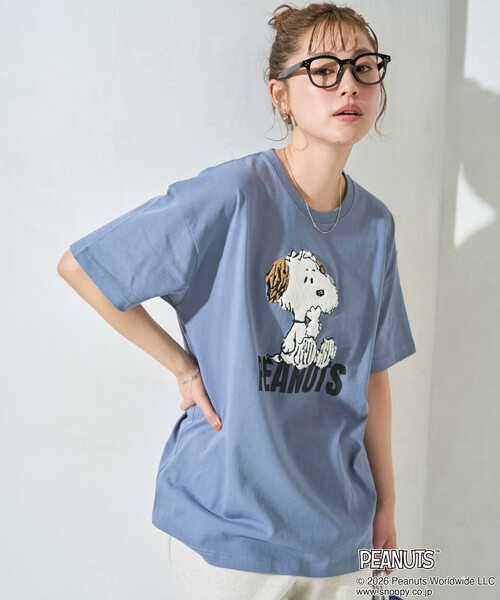 限定展開 別注/PEANUTS/ピーナッツ サガラ刺繍半袖Tシャツ（Tシャツ