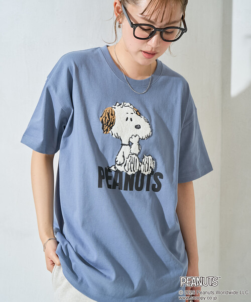 FREAK'S STORE(フリークスストア)の「限定展開 別注/PEANUTS/ピーナッツ サガラ刺繍半袖Tシャツ(Tシャツ/カットソー・レディース・ブラック/オフホワイト/ナチュラル/ブルー・フリ-)」の14枚目の写真