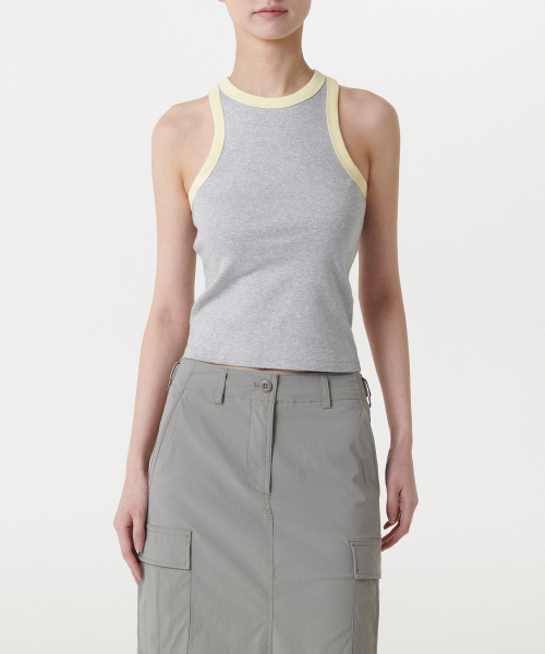 MUSINSA STANDARD WOMAN（ムシンサスタンダードウーマン）の「ウィメンズリングレイサーバックタンクトップ [メランジグレー/レモン]（Tシャツ/カットソー・レディース・その他・SMALL/MEDIUM/LARGE/X-SMALL）」の3枚目の写真
