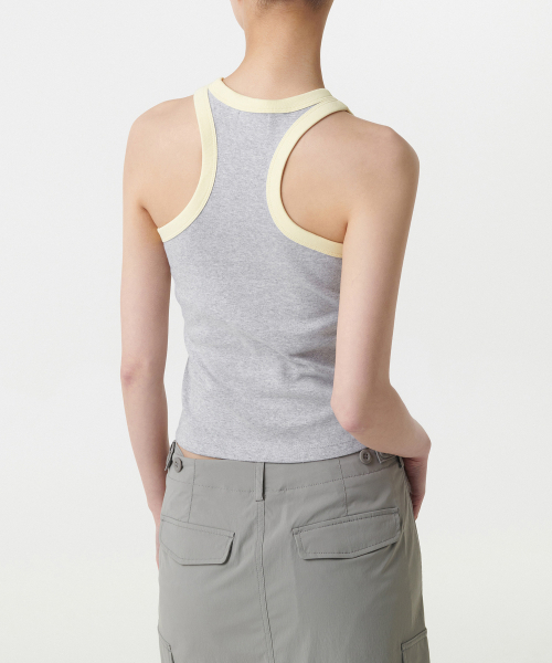 MUSINSA STANDARD WOMAN（ムシンサスタンダードウーマン）の「ウィメンズリングレイサーバックタンクトップ [メランジグレー/レモン]（Tシャツ/カットソー・レディース・その他・SMALL/MEDIUM/LARGE/X-SMALL）」の5枚目の写真