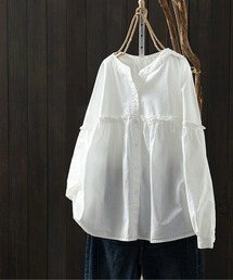 CHUL（チュル）の「ストライプギャザーチュニックブラウス（シャツ/ブラウス）」