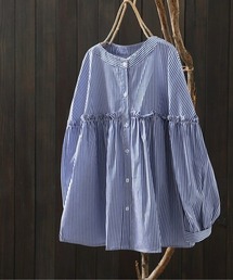 CHUL（チュル）の「ストライプギャザーチュニックブラウス（シャツ/ブラウス）」