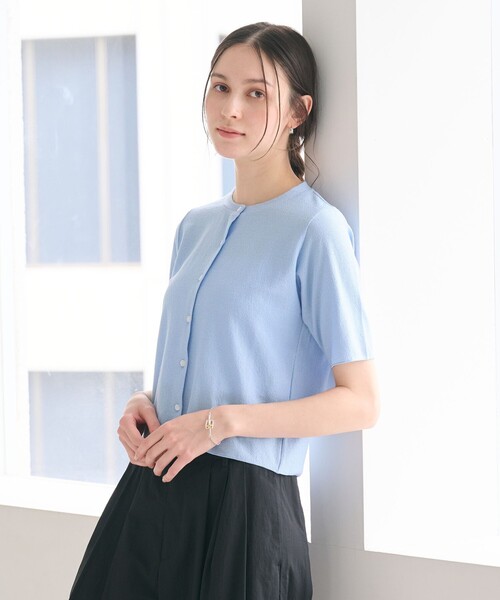 BEAUTY&YOUTH UNITED ARROWS（ビューティーアンドユースユナイテッドアローズ）の「【WEB限定】ラメ ショートスリーブカーディガン（カーディガン/ボレロ・レディース・ライトブルー/ナチュラル/グレー・FREE）」の3枚目の写真