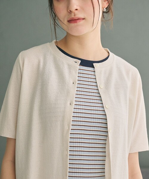 BEAUTY&YOUTH UNITED ARROWS（ビューティーアンドユースユナイテッドアローズ）の「【WEB限定】ラメ ショートスリーブカーディガン（カーディガン/ボレロ・レディース・ライトブルー/ナチュラル/グレー・FREE）」の7枚目の写真