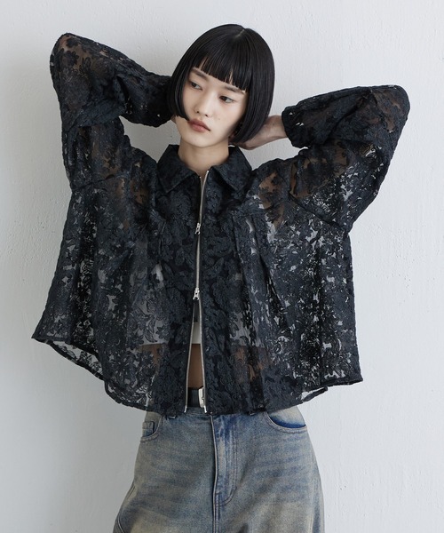 Lui's（ルイス）の「レースZIPシャツ（シャツ/ブラウス・レディース・アイボリー/ブラック・FREE）」の14枚目の写真