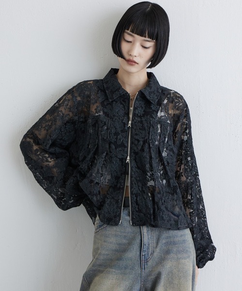 Lui's（ルイス）の「レースZIPシャツ（シャツ/ブラウス・レディース・アイボリー/ブラック・FREE）」の15枚目の写真