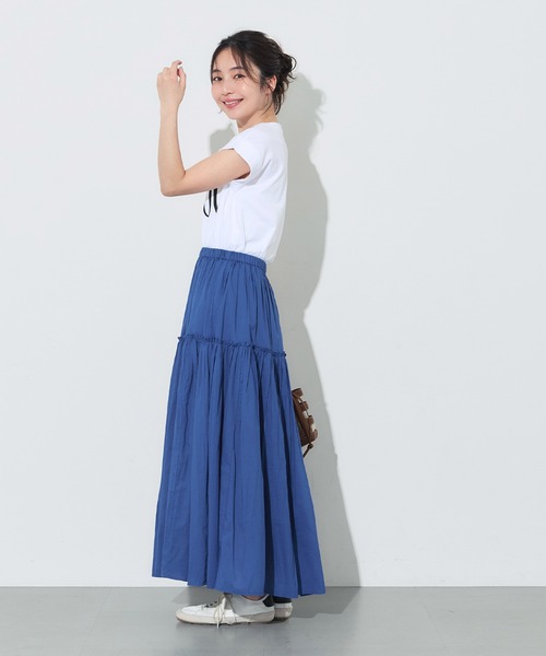 coca(coca)(コカ)の「コットンボイルギャザー切り替えスカート(スカート・レディース・ブルー/チャコール・L/M)」の11枚目の写真
