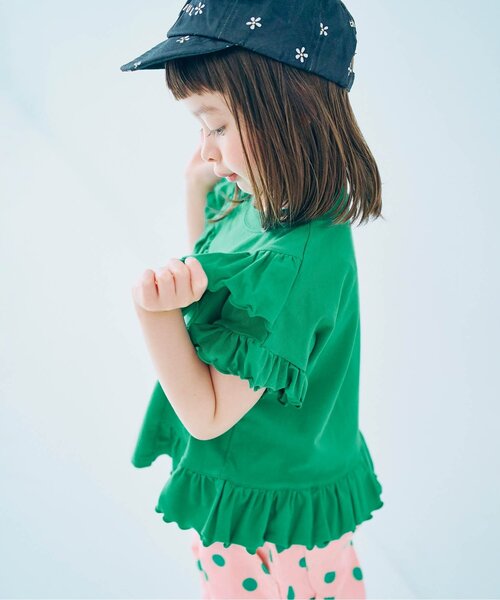p.premier(ピードットプルミエ)の「エアリーストレッチフリルメロウ半袖Tシャツ(Tシャツ/カットソー・キッズ・イエロー/グリーン/レッド/ブラック・80/90/100/110/120/130/140)」の7枚目の写真