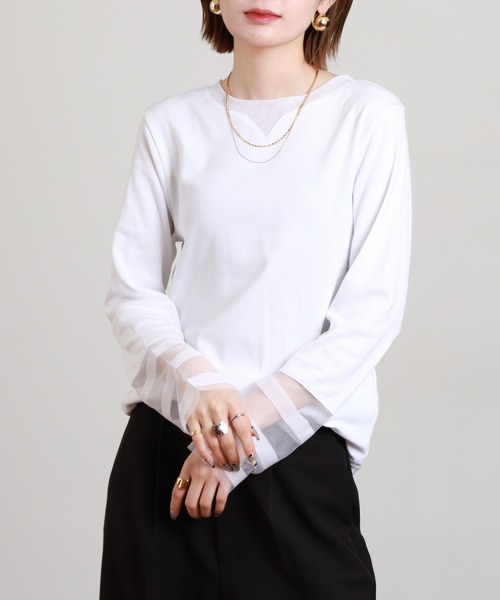 FUNALIVE（ファンアライブ）の「ESPEYRAC 2WAYシアー切替インナー 長袖（Tシャツ/カットソー・レディース・ライトグレー/オフホワイト/ブラック・FREE）」の5枚目の写真