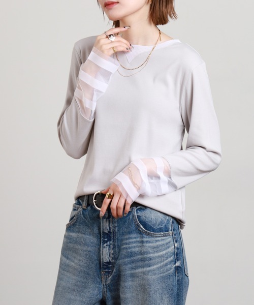 FUNALIVE（ファンアライブ）の「ESPEYRAC 2WAYシアー切替インナー 長袖（Tシャツ/カットソー・レディース・ライトグレー/オフホワイト/ブラック・FREE）」の19枚目の写真