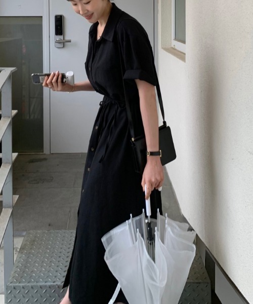FAVORITO(ファヴォリート)の「リボンシャツワンピース(シャツワンピース・レディース・ホワイト/ブラック・F)」の17枚目の写真