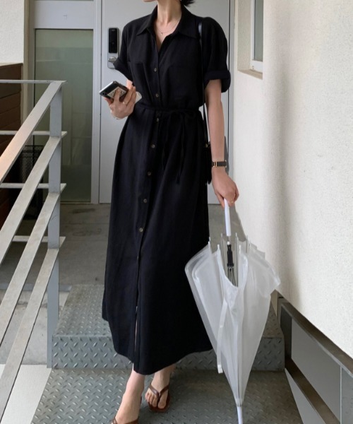 FAVORITO(ファヴォリート)の「リボンシャツワンピース(シャツワンピース・レディース・ホワイト/ブラック・F)」の21枚目の写真