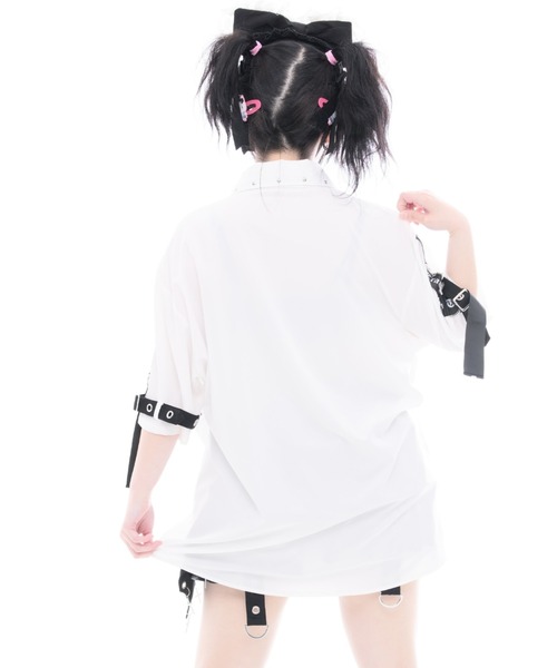 TRAVAS TOKYO(トラバス トウキョウ)の「『TRAVAS TOKYO/トラバス トーキョー』ネクタイ付きパンクスデザインシャツ(シャツ/ブラウス・レディース・ホワイト/ブラック・FREE)」の6枚目の写真