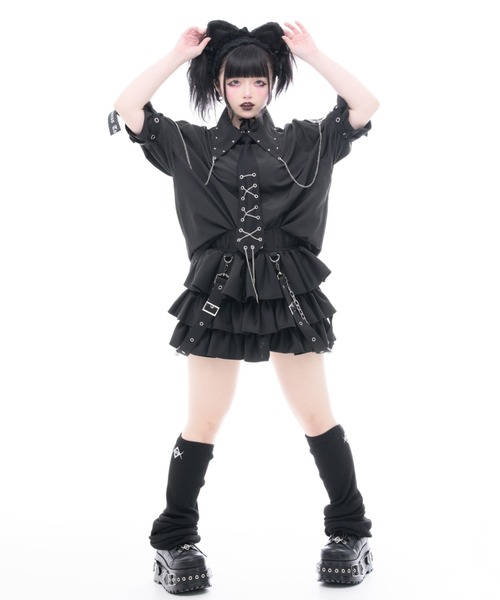 TRAVAS TOKYO(トラバス トウキョウ)の「『TRAVAS TOKYO/トラバス トーキョー』ネクタイ付きパンクスデザインシャツ(シャツ/ブラウス・レディース・ホワイト/ブラック・FREE)」の15枚目の写真