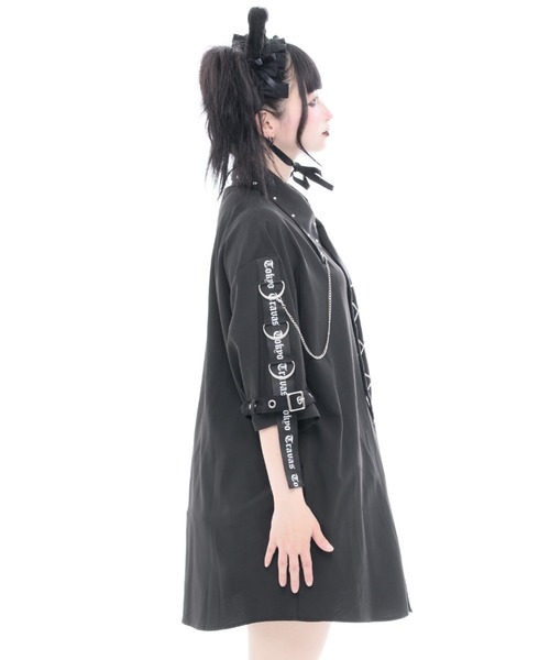 TRAVAS TOKYO(トラバス トウキョウ)の「『TRAVAS TOKYO/トラバス トーキョー』ネクタイ付きパンクスデザインシャツ(シャツ/ブラウス・レディース・ホワイト/ブラック・FREE)」の11枚目の写真