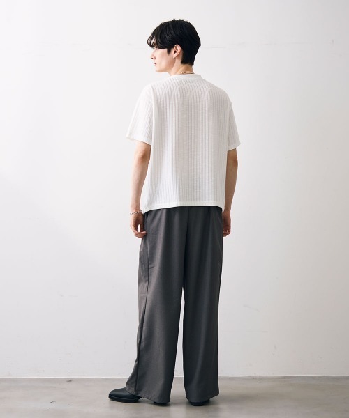 Shoowtime(ショウタイム)の「Ribbed knit henley top / リブヘンリーネックカットソー(Tシャツ/カットソー・メンズ・ホワイト/ブラック・MEDIUM/LARGE/X-LARGE)」の22枚目の写真