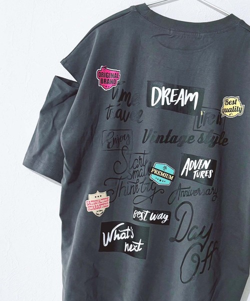 SHISKY(シスキー)の「SHISKY エンプティショルダー オーバーサイズ 半袖Tシャツ(Tシャツ/カットソー・キッズ・オフホワイト/杢グレー/ホワイト系その他2/ブラック系その他/グレー系その他/ブラック/ミント/チャコール/グリーン系その他/グレー系その他2/ホワイト系その他/ホワイト系その他3・110/120/130/140/150/160)」の9枚目の写真