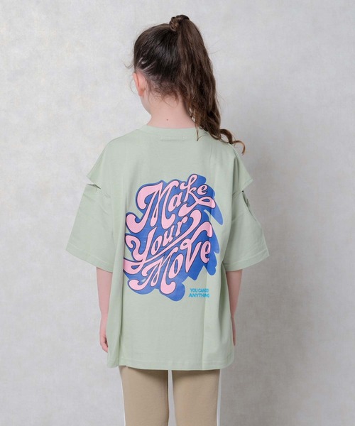 SHISKY(シスキー)の「SHISKY エンプティショルダー オーバーサイズ 半袖Tシャツ(Tシャツ/カットソー・キッズ・オフホワイト/杢グレー/ホワイト系その他2/ブラック系その他/グレー系その他/ブラック/ミント/チャコール/グリーン系その他/グレー系その他2/ホワイト系その他/ホワイト系その他3・110/120/130/140/150/160)」の11枚目の写真