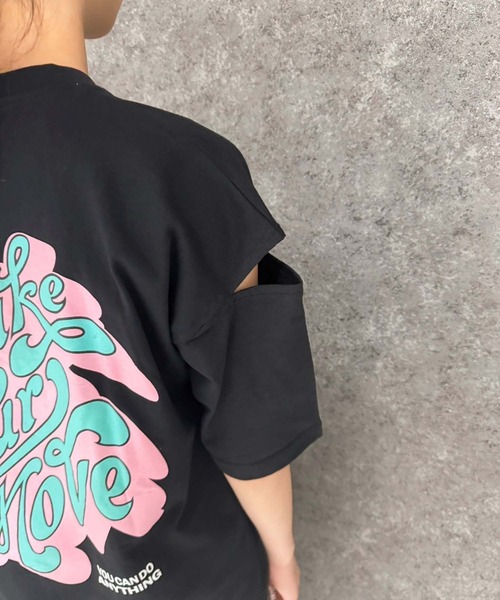 SHISKY(シスキー)の「SHISKY エンプティショルダー オーバーサイズ 半袖Tシャツ(Tシャツ/カットソー・キッズ・オフホワイト/杢グレー/ホワイト系その他2/ブラック系その他/グレー系その他/ブラック/ミント/チャコール/グリーン系その他/グレー系その他2/ホワイト系その他/ホワイト系その他3・110/120/130/140/150/160)」の14枚目の写真