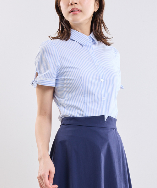 NARACAMICIE(ナラカミーチェ)の「【NARACAMICIE】ラメストライプ半袖シャツ(シャツ/ブラウス・レディース・ピンク/ブルー・L/M)」の5枚目の写真