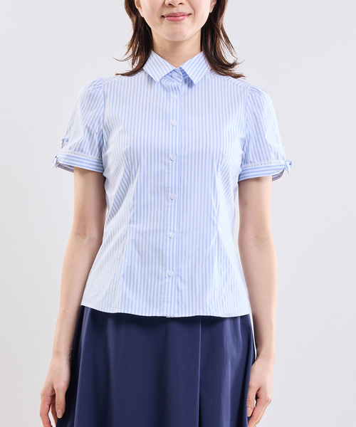 NARACAMICIE(ナラカミーチェ)の「【NARACAMICIE】ラメストライプ半袖シャツ(シャツ/ブラウス・レディース・ピンク/ブルー・L/M)」の6枚目の写真