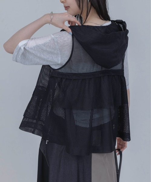 新品未使用タグ付き エイミーロウ メッシュ フーディー ベスト ジレ フリル マルチメッシュフーディーベスト Eimee Law│Eimee Law & LHELBIE 公式