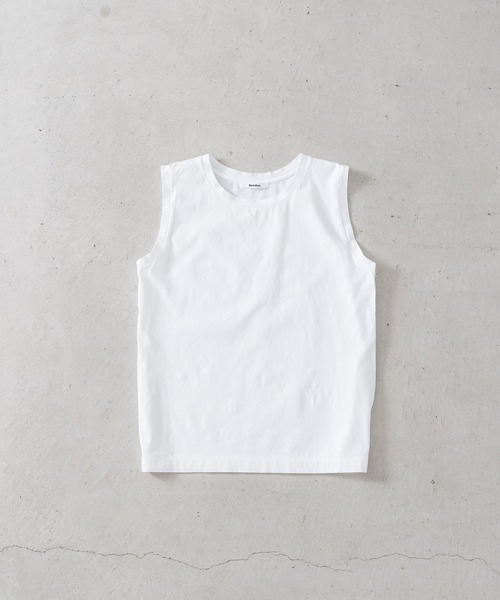 quadro(クオドロ)の「コンパクトクルローレル天竺タンクトップ(Tシャツ/カットソー・レディース・サンドベージュ/ネイビー/ホワイト・FREE)」の1枚目の写真