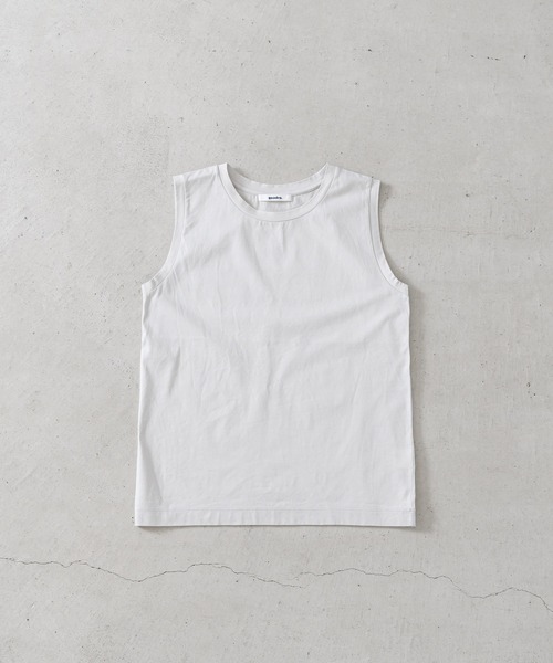 quadro(クオドロ)の「コンパクトクルローレル天竺タンクトップ(Tシャツ/カットソー・レディース・サンドベージュ/ネイビー/ホワイト・FREE)」の2枚目の写真