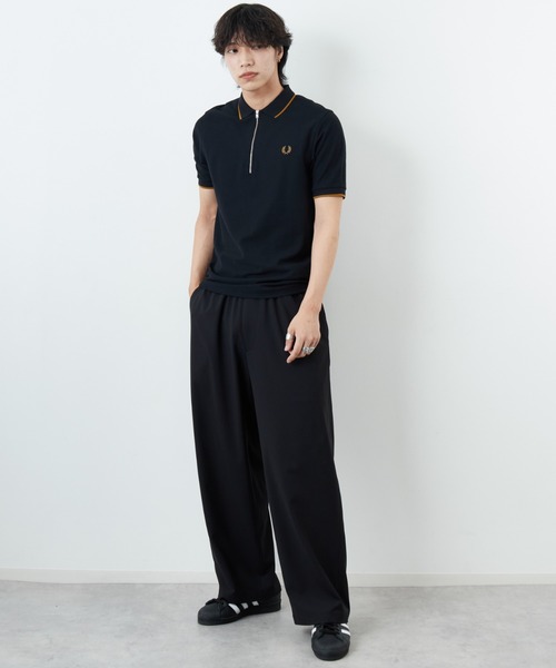 FRED PERRY（フレッドペリー）の「[FRED PERRY/フレッドペリー] ワンポイント刺繍ロゴ ハーフジップポロシャツ（ポロシャツ・レディース・ブラック/ホワイト・L/M）」の9枚目の写真