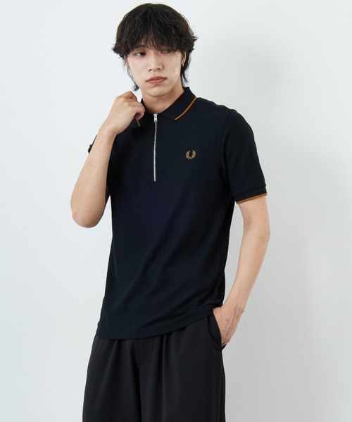 FRED PERRY（フレッドペリー）の「[FRED PERRY/フレッドペリー] ワンポイント刺繍ロゴ ハーフジップポロシャツ（ポロシャツ・レディース・ブラック/ホワイト・L/M）」の6枚目の写真