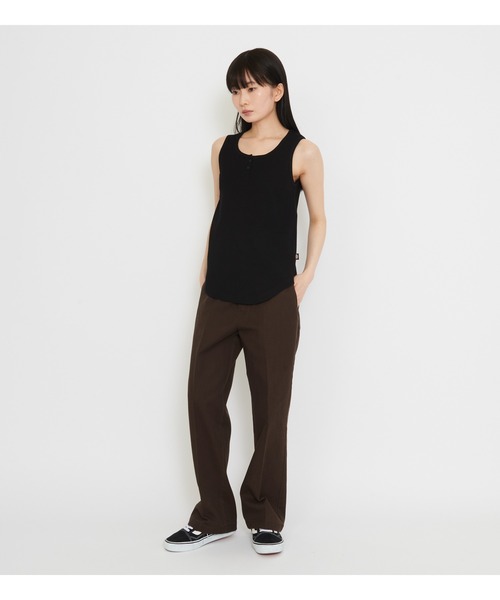 Dickies（ディッキーズ）の「Dickies/ディッキーズ　ヘンリーネックタンクトップ（タンクトップ・レディース・ブラック/ヘザーグレー・LARGE/MEDIUM）」の3枚目の写真