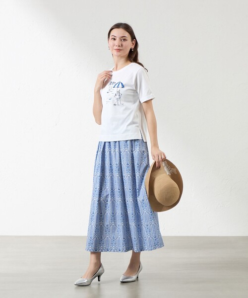 amaca(アマカ)の「【大橋美由紀さんコラボ】 プロヴァンスプリントT(Tシャツ/カットソー・レディース・ブルー系その他4/ネイビー/オフホワイト・38)」の5枚目の写真