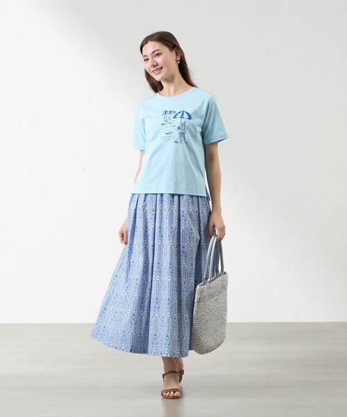 amaca(アマカ)の「【大橋美由紀さんコラボ】 プロヴァンスプリントT(Tシャツ/カットソー・レディース・ブルー系その他4/ネイビー/オフホワイト・38)」の6枚目の写真