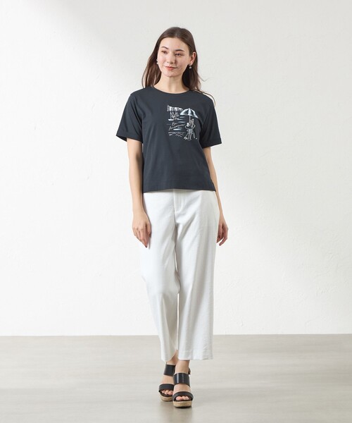 amaca(アマカ)の「【大橋美由紀さんコラボ】 プロヴァンスプリントT(Tシャツ/カットソー・レディース・ブルー系その他4/ネイビー/オフホワイト・38)」の7枚目の写真