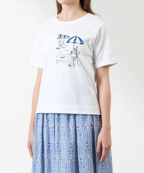 amaca(アマカ)の「【大橋美由紀さんコラボ】 プロヴァンスプリントT(Tシャツ/カットソー・レディース・ブルー系その他4/ネイビー/オフホワイト・38)」の9枚目の写真