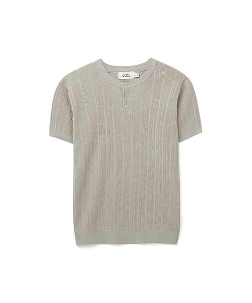 COSTUME O’CLOCK(コスチュームオクロック)の「ストラクチャースリムフィットヘンリーネックハーフニット5COLOR COOSKT073(Tシャツ/カットソー・メンズ・アイボリー/ブラック/ダークブラウン/オートミール/ダークグレー・LARGE/MEDIUM)」の5枚目の写真