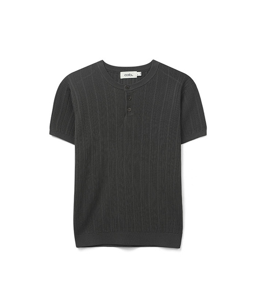COSTUME O’CLOCK(コスチュームオクロック)の「ストラクチャースリムフィットヘンリーネックハーフニット5COLOR COOSKT073(Tシャツ/カットソー・メンズ・アイボリー/ブラック/ダークブラウン/オートミール/ダークグレー・LARGE/MEDIUM)」の3枚目の写真