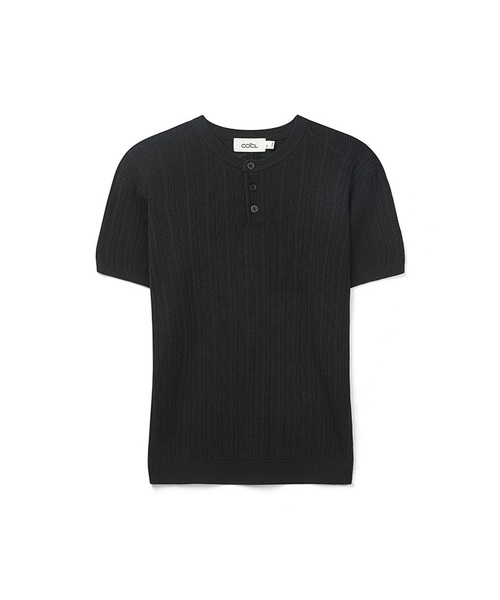 COSTUME O’CLOCK(コスチュームオクロック)の「ストラクチャースリムフィットヘンリーネックハーフニット5COLOR COOSKT073(Tシャツ/カットソー・メンズ・アイボリー/ブラック/ダークブラウン/オートミール/ダークグレー・LARGE/MEDIUM)」の1枚目の写真