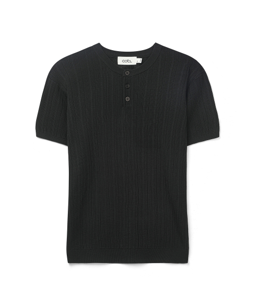 COSTUME O’CLOCK(コスチュームオクロック)の「ストラクチャースリムフィットヘンリーネックハーフニット5COLOR COOSKT073(Tシャツ/カットソー・メンズ・アイボリー/ブラック/ダークブラウン/オートミール/ダークグレー・LARGE/MEDIUM)」の10枚目の写真
