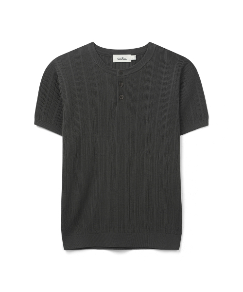 COSTUME O’CLOCK(コスチュームオクロック)の「ストラクチャースリムフィットヘンリーネックハーフニット5COLOR COOSKT073(Tシャツ/カットソー・メンズ・アイボリー/ブラック/ダークブラウン/オートミール/ダークグレー・LARGE/MEDIUM)」の12枚目の写真