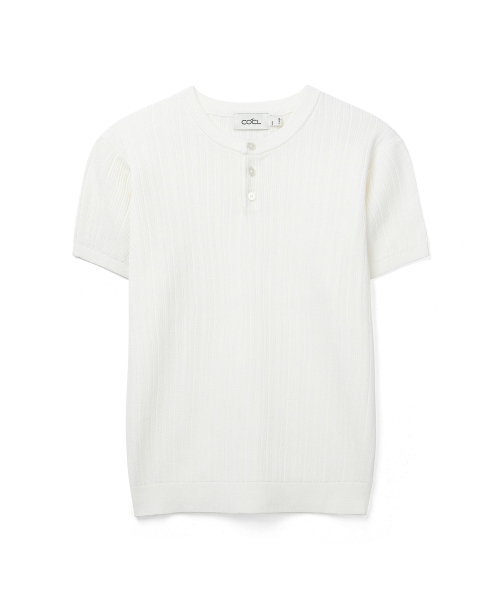 COSTUME O’CLOCK(コスチュームオクロック)の「ストラクチャースリムフィットヘンリーネックハーフニット5COLOR COOSKT073(Tシャツ/カットソー・メンズ・アイボリー/ブラック/ダークブラウン/オートミール/ダークグレー・LARGE/MEDIUM)」の14枚目の写真