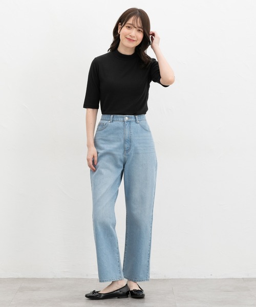 Honeys（ハニーズ）の「【ハニさら・接触冷感・ＵＶカット】５分袖ハイネックＴ（Tシャツ/カットソー・レディース・レッド系1/レッド系その他/ブラック/スミクロ/ブラウン系その他・S/LL/L/M）」の8枚目の写真