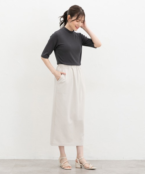 Honeys（ハニーズ）の「【ハニさら・接触冷感・ＵＶカット】５分袖ハイネックＴ（Tシャツ/カットソー・レディース・レッド系1/レッド系その他/ブラック/スミクロ/ブラウン系その他・S/LL/L/M）」の13枚目の写真