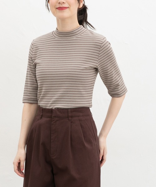 Honeys（ハニーズ）の「【ハニさら・接触冷感・ＵＶカット】５分袖ハイネックＴ（Tシャツ/カットソー・レディース・レッド系1/レッド系その他/ブラック/スミクロ/ブラウン系その他・S/LL/L/M）」の17枚目の写真