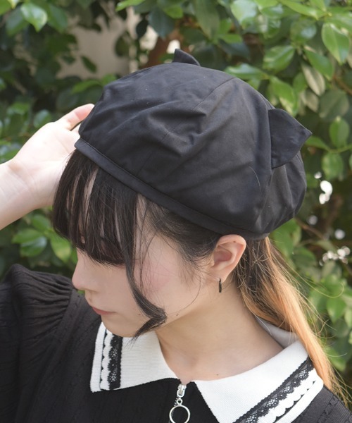axes femme(アクシーズファム)の「ネコ耳ベレー帽(ハット・レディース・キナリ/ブラック・FREE)」の3枚目の写真
