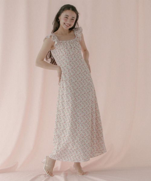 Cath Kidston(キャスキッドソン)の「ラッフルスリーブドレス Floating Cherry(ワンピース・レディース・アイボリー・M/S)」の8枚目の写真