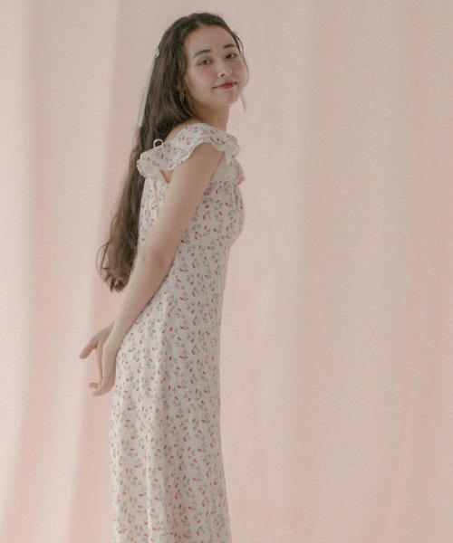 Cath Kidston(キャスキッドソン)の「ラッフルスリーブドレス Floating Cherry(ワンピース・レディース・アイボリー・M/S)」の12枚目の写真